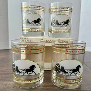 Luminarc "Holiday Styles" Double Rocks Glasses (4) - Vintage Christmas Glasses